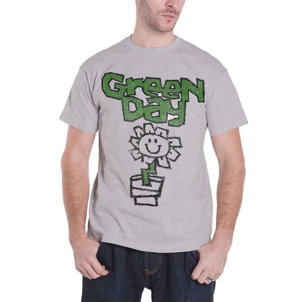 Green Day Unisex Vuxen Blomkruka T-shirt L Grå Grey L