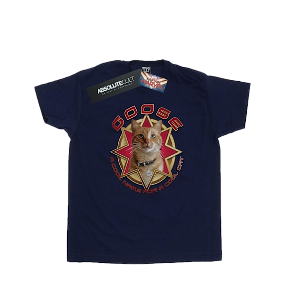 Marvel Mens Captain Marvel Goose Cool Cat T-Shirt S Marinblå Navy Blue S