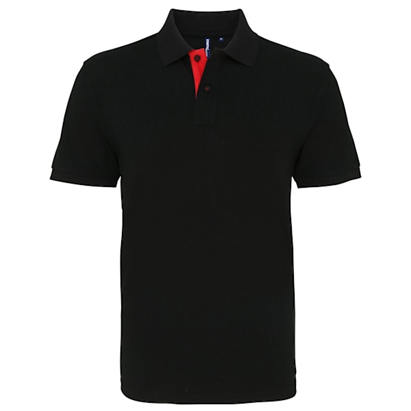 Asquith & Fox Klassisk passform Kontrast Poloskjorta XL Svart/ Röd Black/ Red XL