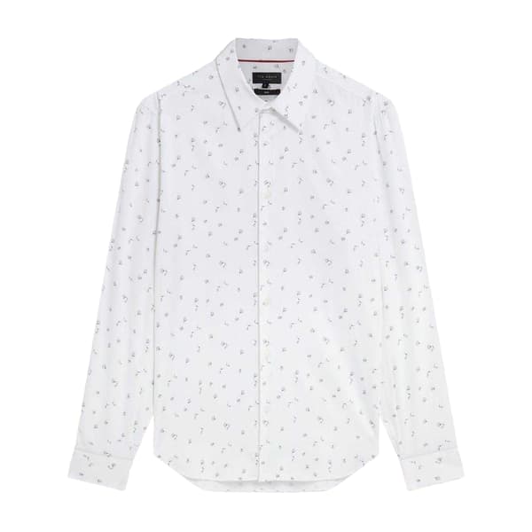 Ted Baker Herr Blommig Slim Långärmad Skjorta L Vit White L