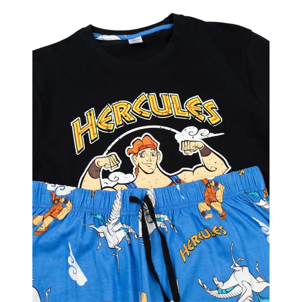 Hercules Pyjamas för män, kortärmad, lång, M Svart/Blå Black/Blue M
