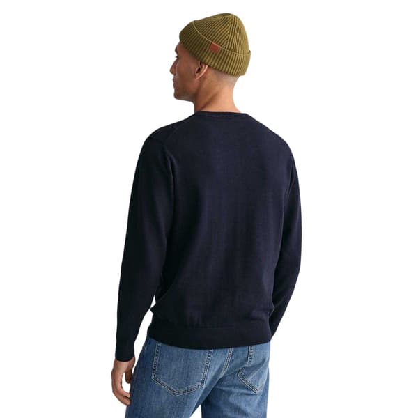 Gant Herrtröja i bomull med rund hals M Evening Blue Evening Blue M