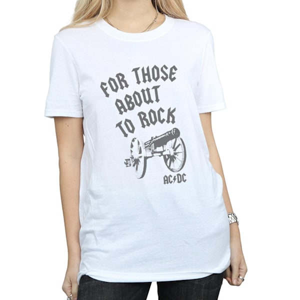AC/DC Dam/Kvinnor För Dem Som Ska Rocka Cannon Bomull Pojkvän T-Shirt White M
