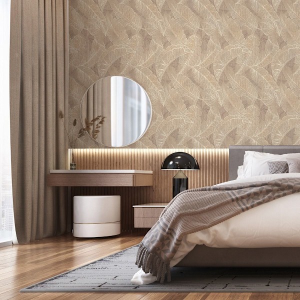 Belgravia Anaya Leaf Tapet 10m x 53cm Taupe Taupe 10m x 53cm