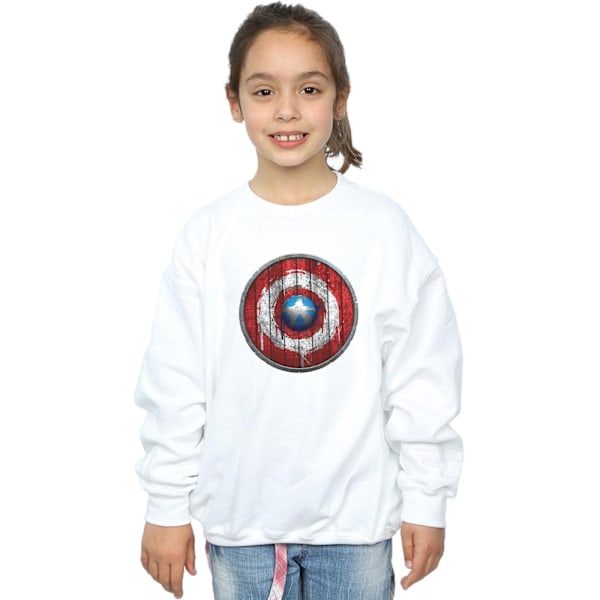 Marvel Girls Captain America Träsköld Sweatshirt 12-13 År White 12-13 Years