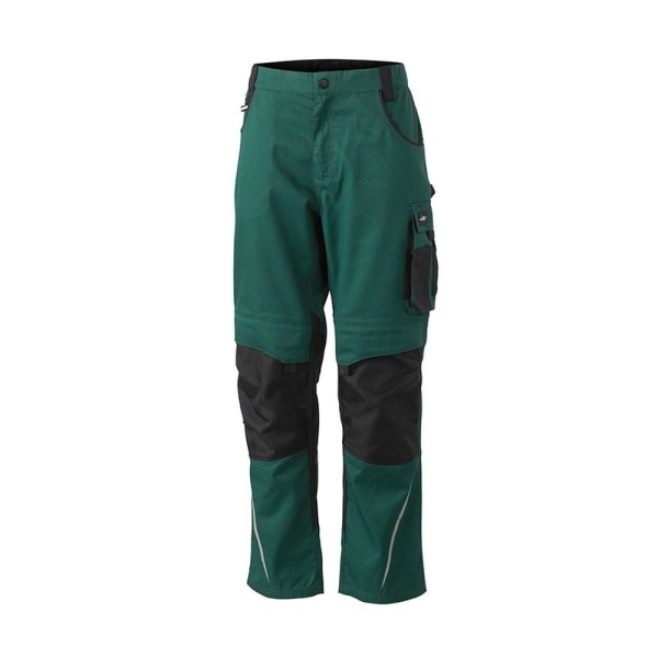 James and Nicholson Mens Workwear Pants 46R Mörkgrön/Svart Dark Green/Black 46R