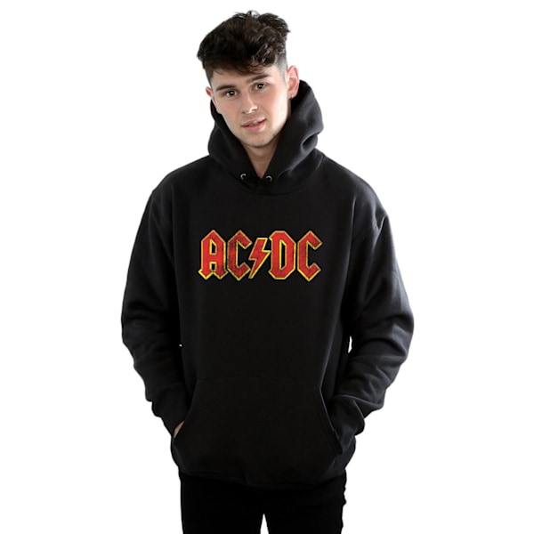 AC/DC Herr Distressed Röd Logo Hoodie 3XL Svart Black 3XL