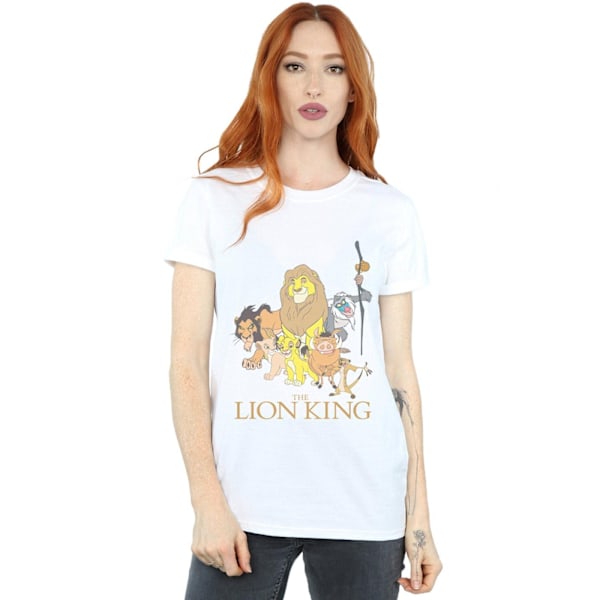 Disney Dam/Kvinnor Lejonkungen Grupp Bomull Boyfriend T-shirt White XL