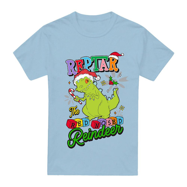 Rugrats Herr Reptar Den Rödnästa Renen Jul T-Shirt S Light Blue S