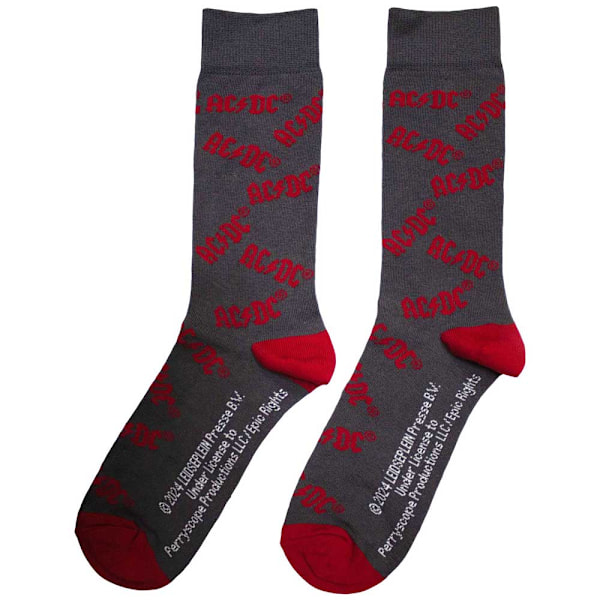 AC/DC Unisex Vuxen Logoprintat Strumpor 6 UK-11 UK Kolgrå Charcoal Grey 6 UK-11 UK