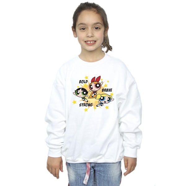 Powerpuffpinglorna Flickor Djärva Modiga Starka Sweatshirt 3-4 År White 3-4 Years