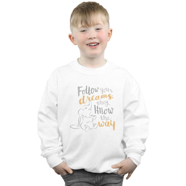 Disney Boys Dumbo Följ Din Dröm Sweatshirt 7-8 År Vit White 7-8 Years