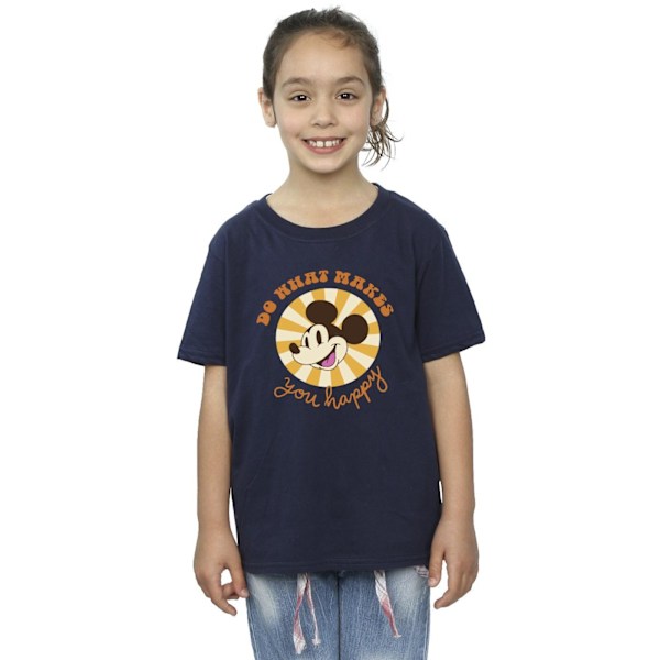 Disney Girls Mickey Mouse Do What Makes You Happy Bomull T-Shir Navy Blue 9-11 Years