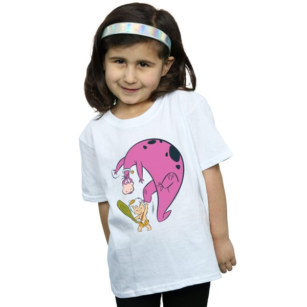 The Flintstones Girls Bamm Bamm And Dino Bomull T-shirt 7-8 År White 7-8 Years