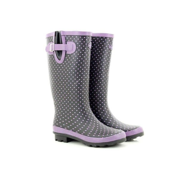 Stormwells Dam/Dam Polka Dot Wellington Boots 3 UK Mauve Mauve Polka Dot/Navy 3 UK