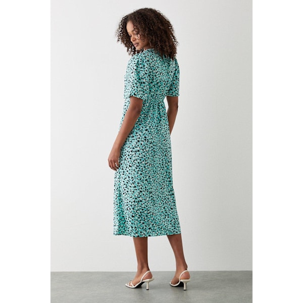 Dorothy Perkins Dam/Kvinnor Djurmönster Shirred Midjeklänning med Volanger Green 10 UK