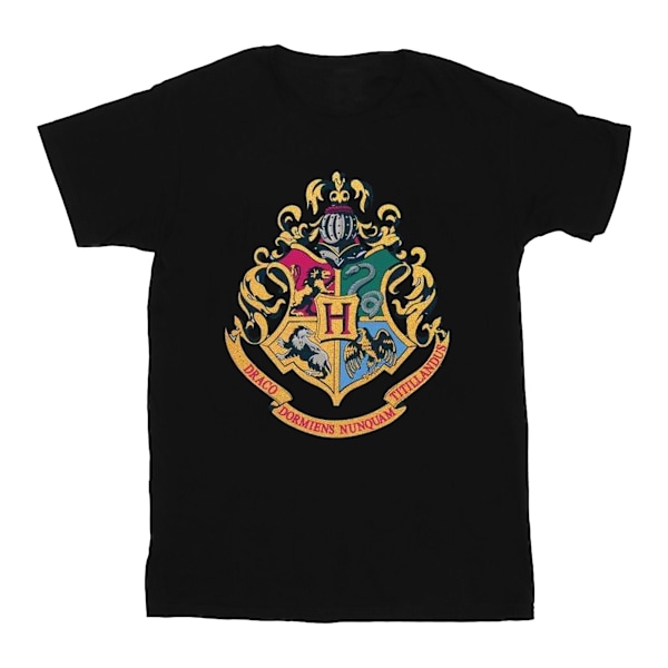Harry Potter Pojkar Hogwarts Vapen Guldtryck T-shirt 12-13 År B Black 12-13 Years