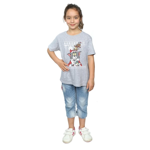 Tom And Jerry Girls Jul Fair Isle Bomull T-shirt 12-13 År Sports Grey 12-13 Years