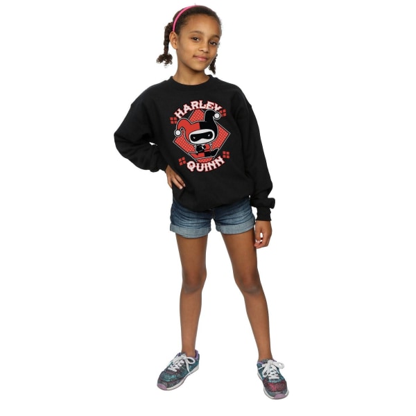 DC Comics Girls Chibi Harley Quinn Badge Sweatshirt 5-6 år B Black 5-6 Years