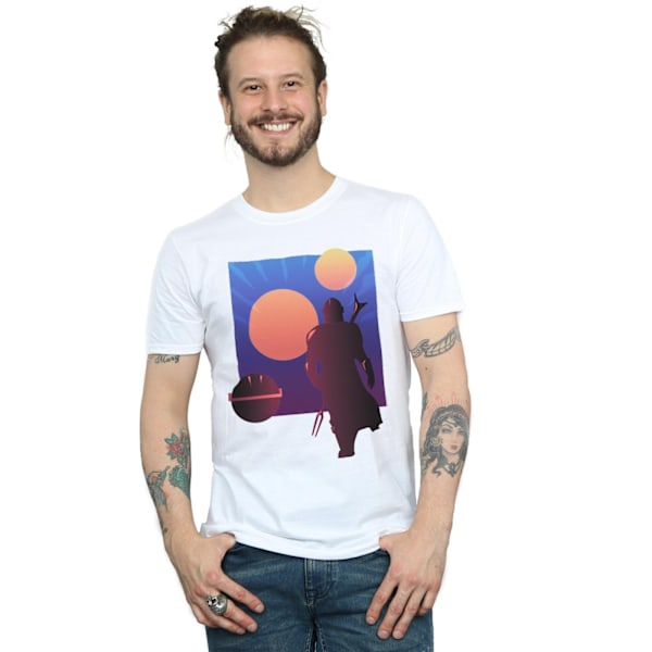 Star Wars The Mandalorian Duo Sunset T-shirt för män, 4XL, vit White 4XL