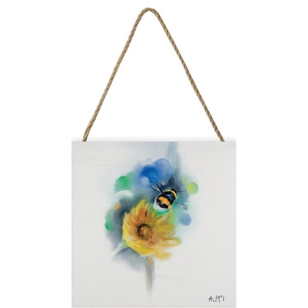 Alison Mcilkenny Trätavla med Humla och Blomma, Grå, One Size Grey/Yellow/Blue One Size