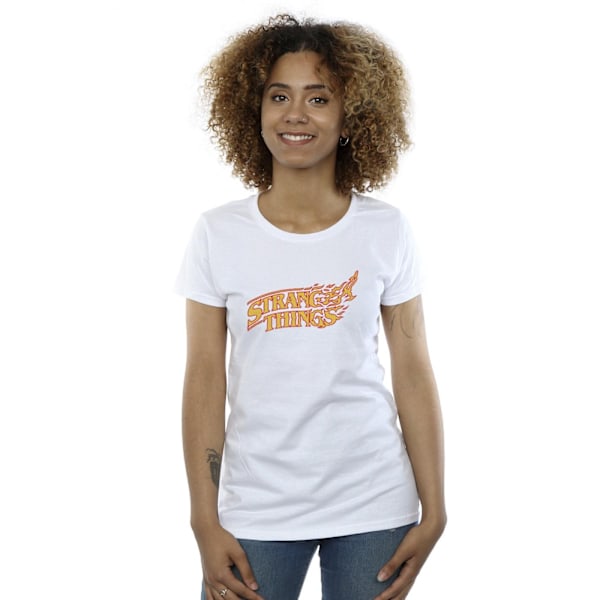 Netflix Dam/Kvinnor Stranger Things Logo Breaking Bomull T-shirt White M
