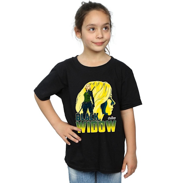 Avengers Infinity War Girls Black Widow Bomull T-shirt 7-8 år Black 7-8 Years