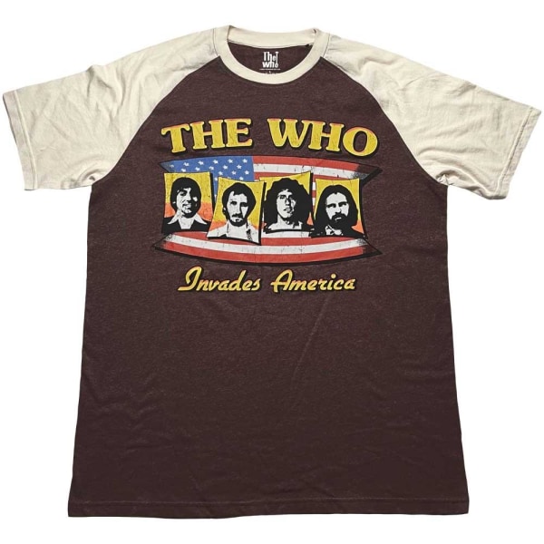 The Who Unisex Adult Invades America Raglan T-Shirt S Brun/Natur Brown/Natural S