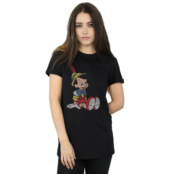 Pinocchio Dam/Damer Klassisk Bomull Boyfriend T-Shirt 3XL Svart Black 3XL