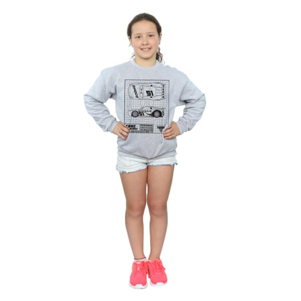 Disney Girls Cars Cruz Ramirez Blueprint Sweatshirt 7-8 år S Sports Grey 7-8 Years
