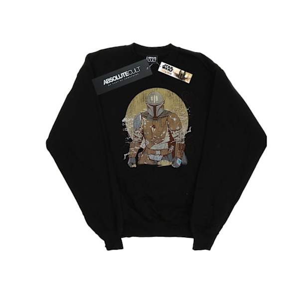 Star Wars Herr The Mandalorian Distressed Warrior Sweatshirt 4X Black 4XL