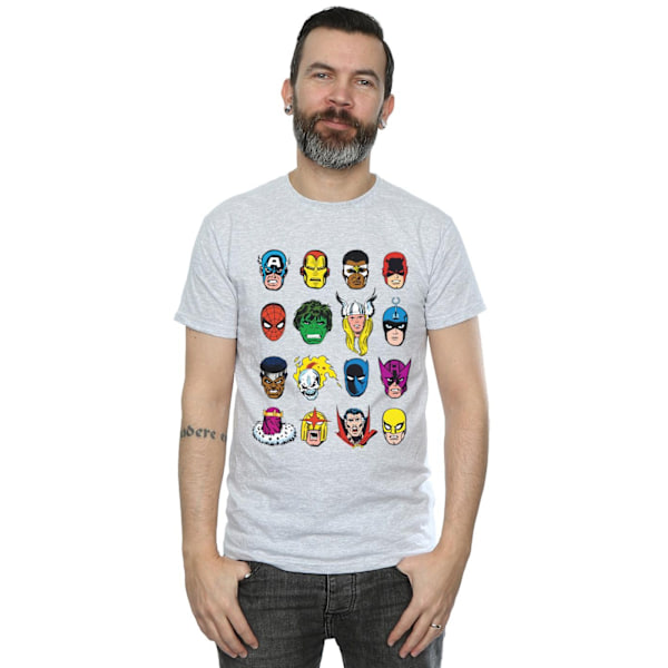 Marvel Comics Faces T-shirt S Heather Grey för män Heather Grey S