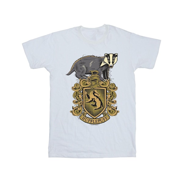 Harry Potter Hufflepuff Sketch Crest T-shirt för män, 4XL, vit White 4XL