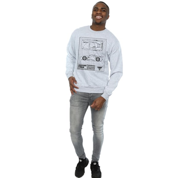 Disney Cars Jackson Storm Blueprint Sweatshirt 3XL Sports Grå Sports Grey 3XL