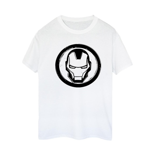 Marvel Dam/Kvinnor Iron Man Bröstlogotyp Bomull Boyfriend T-shirt White S