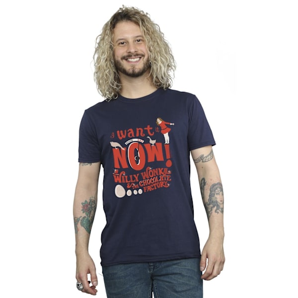 Willy Wonka Herr Verruca Salt Jag Vill Ha Den Nu T-shirt 3XL Marin Blå Navy Blue 3XL