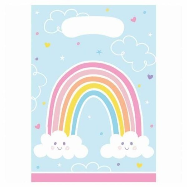 Creative Converting Happy Rainbow Plastic Party Bags (Pack of 8 Blue/Multicoloured One Size