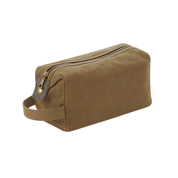 Quadra Heritage Toalettväska i tvättat läder med accenter, One Size, De Desert Sand One Size