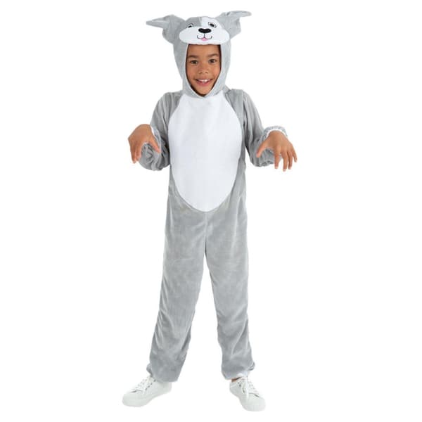 Smiffys Barn/Barn Hunddräkt 7-9 År Grå/Vit Grey/White 7-9 Years
