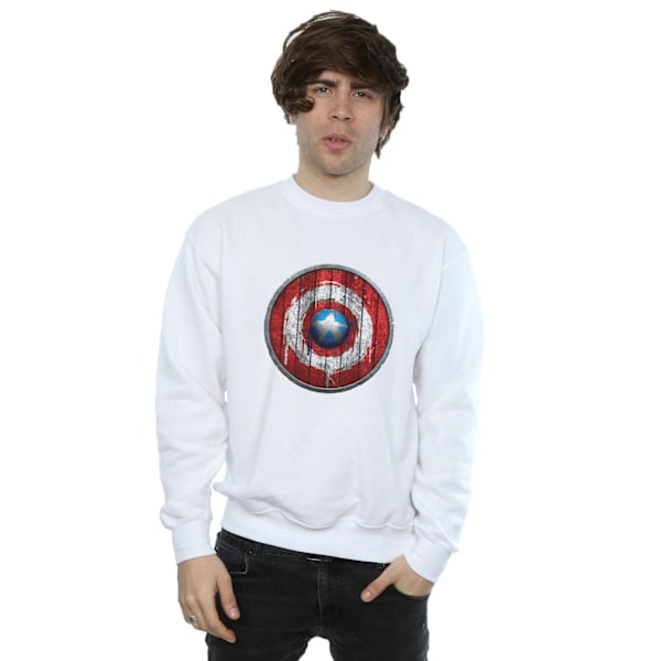Marvel Herr Captain America Träsköld Sweatshirt XL Vit White XL