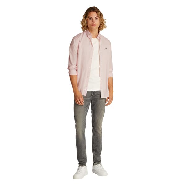 Tommy Jeans Herrskjorta med krage, normal passform S Rosa Pink S