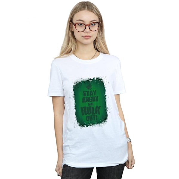 Marvel Womens/Ladies Hulk Stay Angry Bomull Boyfriend T-Shirt L White L