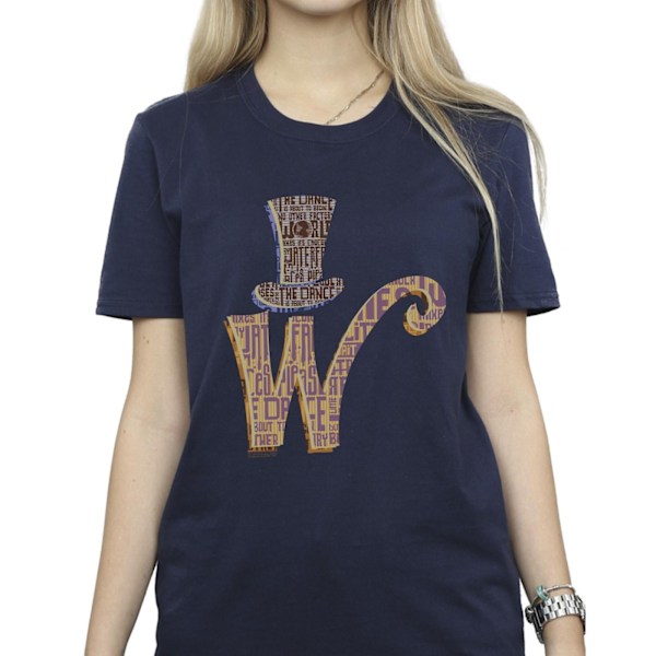 Willy Wonka Dam/Damer W Logotyp Hatt Bomull Boyfriend T-Shirt X Navy Blue XL