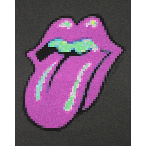 Amplified Womens/Ladies Pixel Lick The Rolling Stones Tank Top Charcoal XS