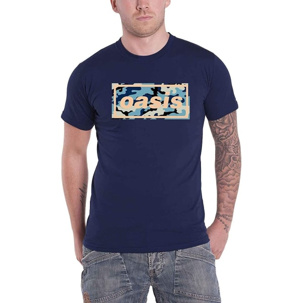 Oasis Unisex Camo Logotyp T-shirt för vuxna XL Marinblå Navy XL