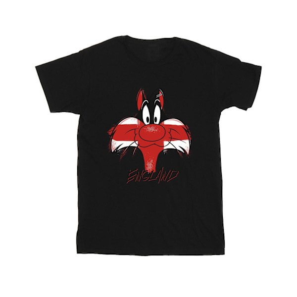 Looney Tunes Girls Sylvester England Face Bomull T-shirt 12-13 Black 12-13 Years