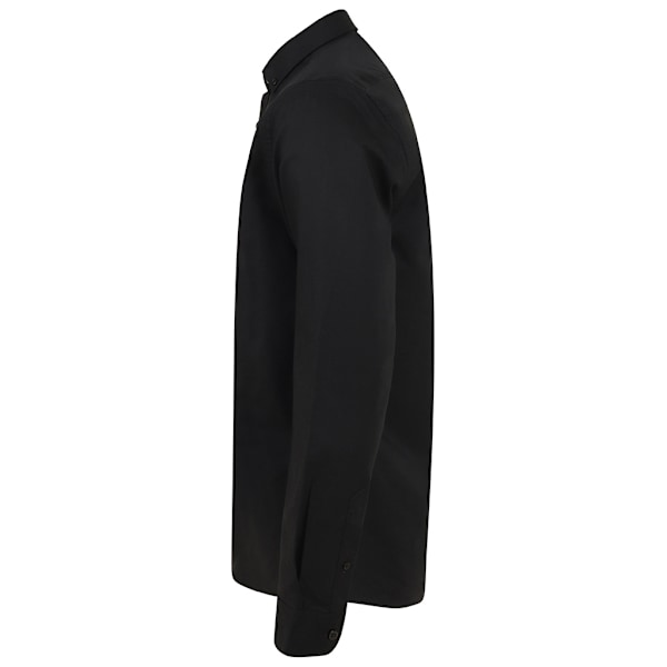 Henbury Herr Modern Långärmad Oxford Skjorta L Svart Black L