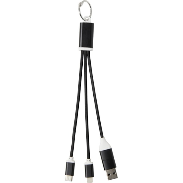 4-i-1 Nyckelring Laddningskabel i Återvunnen Aluminium, En Storlek, Solid Solid Black One Size