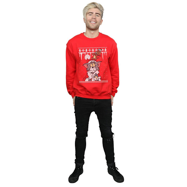 Tom And Jerry Herr Jul Fair Isle Sweatshirt M Röd Red M