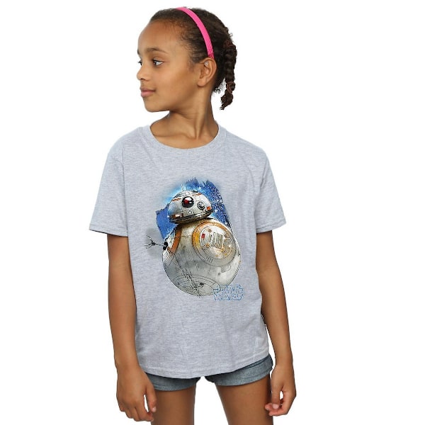 Star Wars: The Last Jedi T-shirt för flickor med BB-8, borstad, 7-8 år, S Sports Grey 7-8 Years